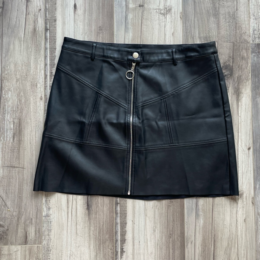 George Faux Leather Zip Up Mini Skirt